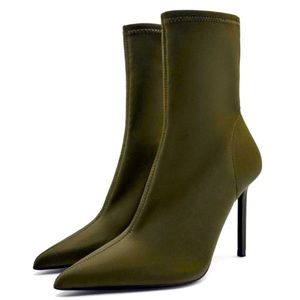 Zara Olive Heeled Boots